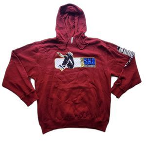Y2K Vintage Athletech Skateboard Sweater Graphic Hoodie-Burgundy -Men's Lrg -NWT